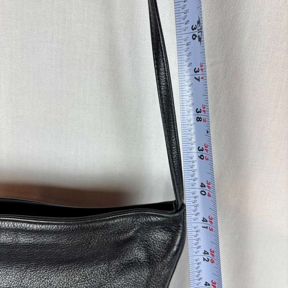 Leaf Leather C.L. Whiting  Black Brown Embossed Crossbody Bucket Bag USA Made